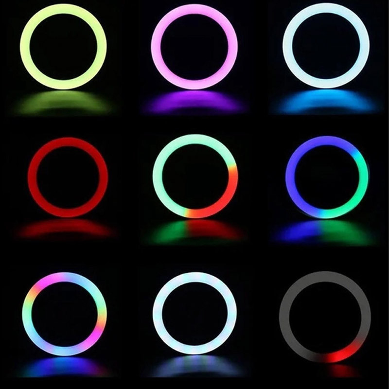 Кольцевая LED лампа RGB MJ-36 92 диодов, 39 RGB, 3 крепления 36 см 14" (Черный) в магазине vchehle.ua