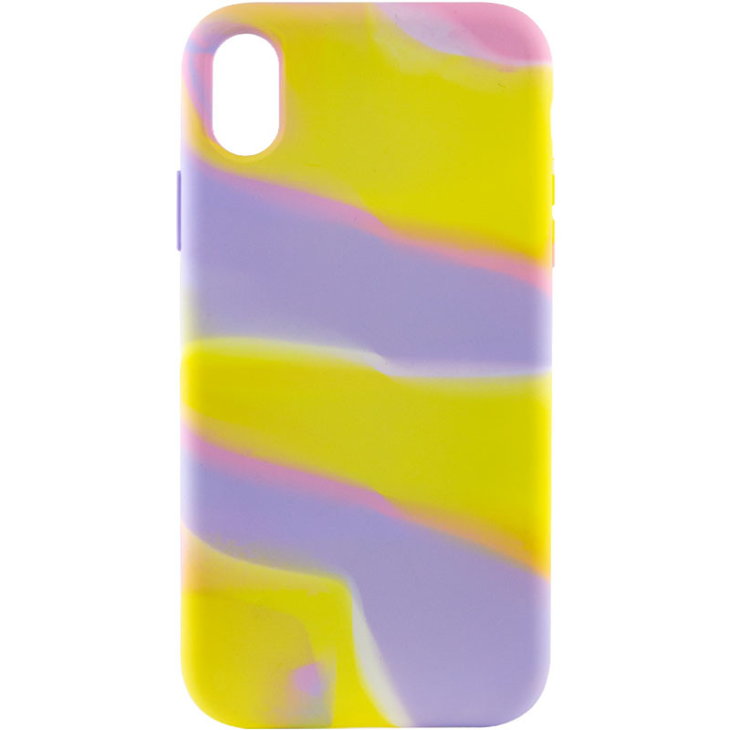Чехол Silicone case full Aquarelle для Apple iPhone XR (6.1") (Сиренево-желтый)