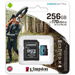 Карта пам'яті Kingston MicroSDXC 256GB U3 Canvas Go! Plus R170MB/s 90W + adapter (SDCG3/256GB)