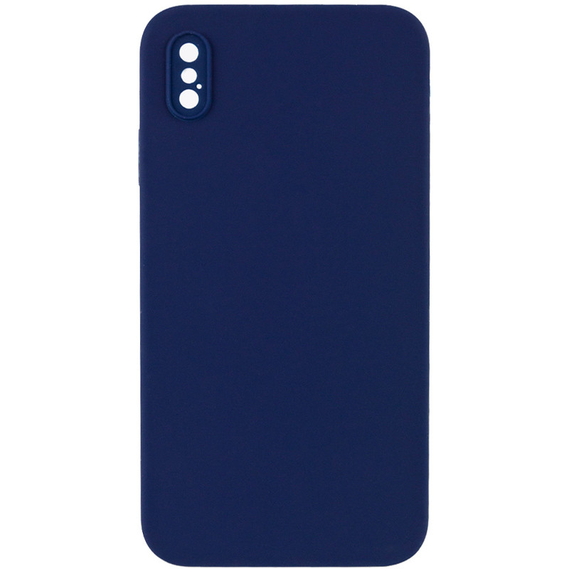 Silicone Case Square Full Camera Protective (AA) NOLOGO для Apple iPhone X / XS (5.8") (Темно-синий / Midnight blue)