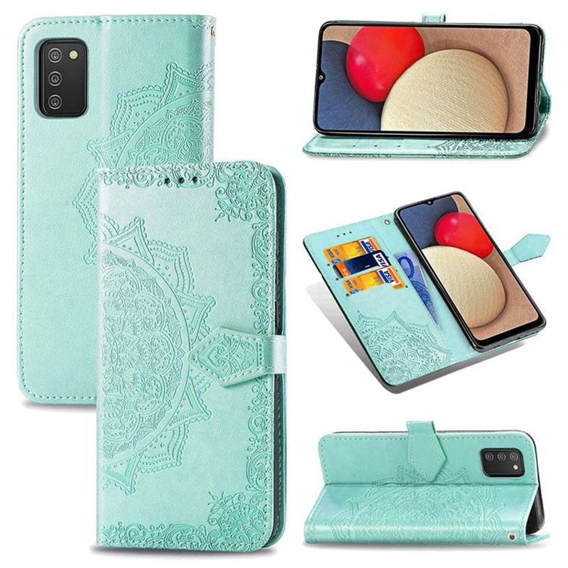 Фото Шкіряний чохол-книжка Art Case з візитницею на Samsung Galaxy A03s (Бірюзовий) в маназині vchehle.ua