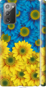 Чехол Жёлто-голубые цветы для Samsung Galaxy Note 20