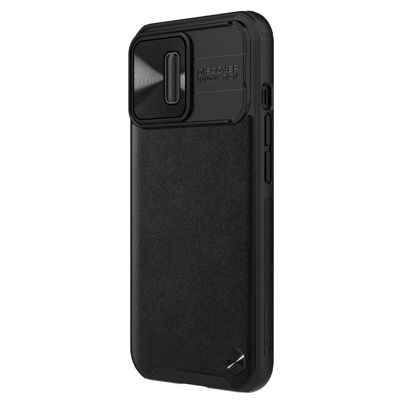 Купить Кожаная накладка Nillkin Camshield Leather (шторка на камеру) для Apple iPhone 13 Pro Max (6.7") (Черный / Black) на vchehle.ua