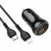 Фото АЗП Hoco NZ5 Smooth road PD30W+QC3.0 (1USB-A/1C) + кабель Type-C to Lightning (Чорний) на vchehle.ua