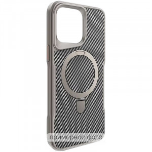 TPU+PC чохол Metal Buttons with Magnetic Safe Carbon Ring на Apple iPhone 16 (6.1")