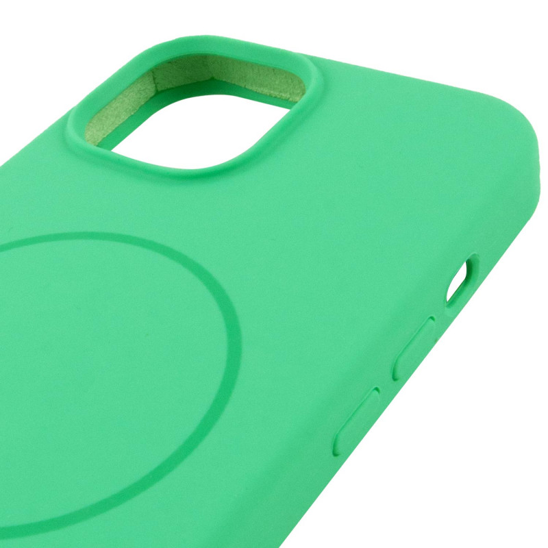 Чехол Silicone Case Full Protective (AA) NO LOGO with Magnetic Safe для Apple iPhone 13 (6.1") (Зеленый / Spearmint) в магазине vchehle.ua