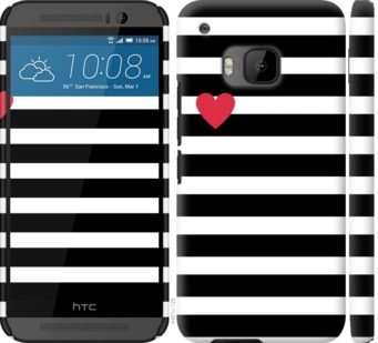 

Чехол Черно-белые полосы для HTC One M9 751767