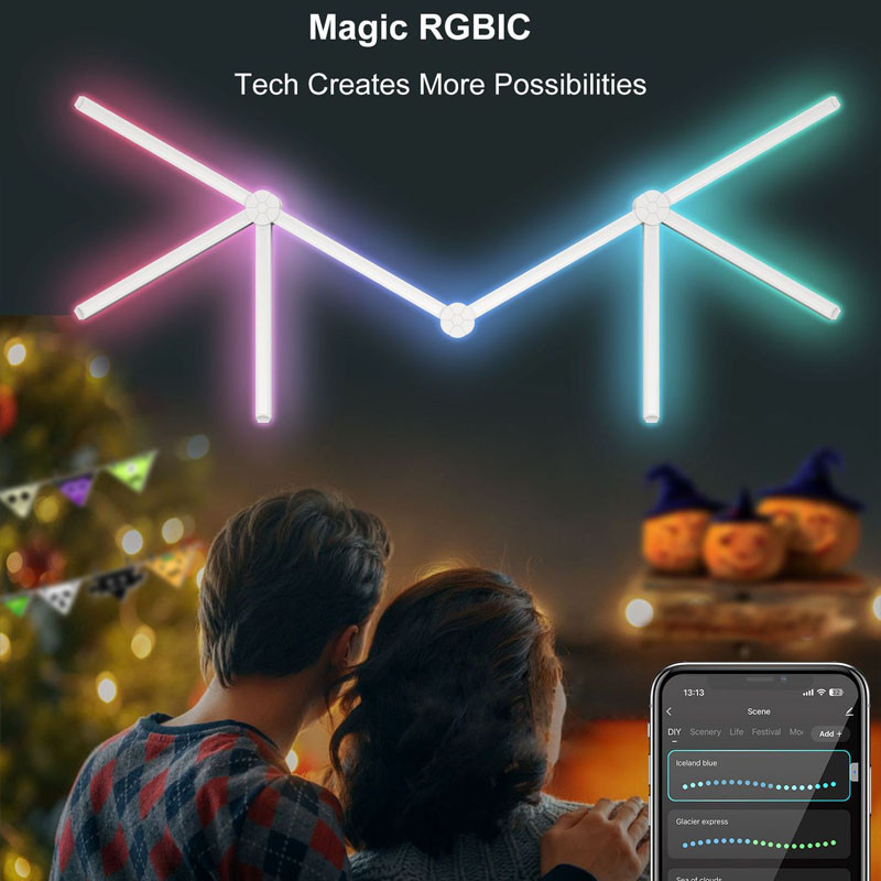 Модульный настенный светильник LED RGB 5V SAL-014B 9pcs Bluetooth USB with app (White) в магазине vchehle.ua