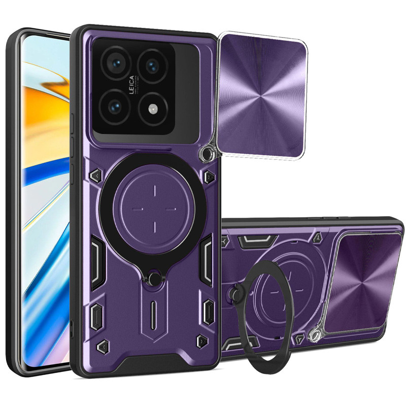 Ударопрочный чехол Bracket case with Magnetic для Xiaomi 14T Pro (Purple)