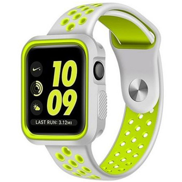 

Силиконовый ремешок Sport Nike+ для Apple watch 42mm / 44mm (Зелено-серый) 927377