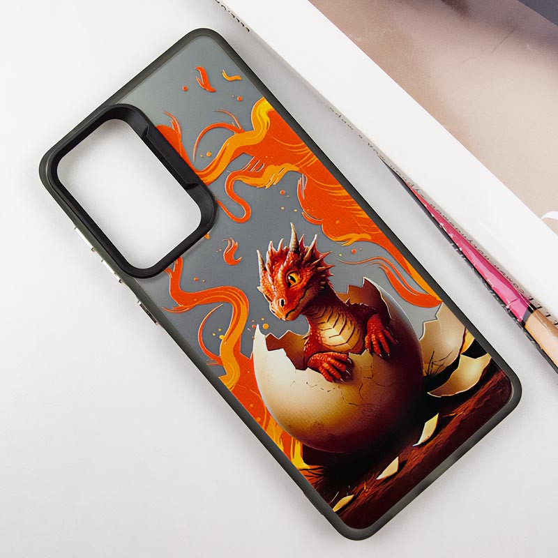 Фото TPU+PC чехол TakiTaki Fantasy magic glow для Apple iPhone 15 (6.1") (Fire dragon - Black) на vchehle.ua