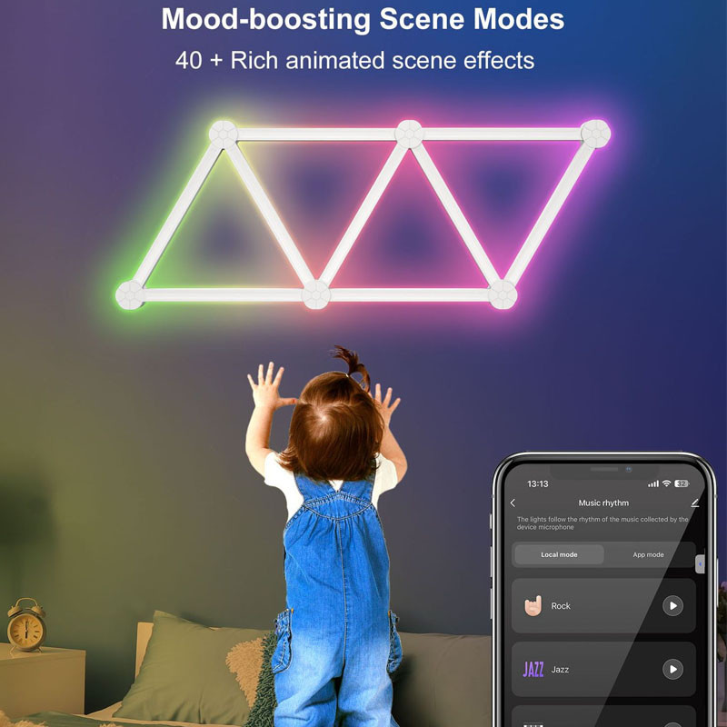 Фото Модульный настенный светильник LED RGB 5V SAL-014B 9pcs Bluetooth USB with app (White) на vchehle.ua