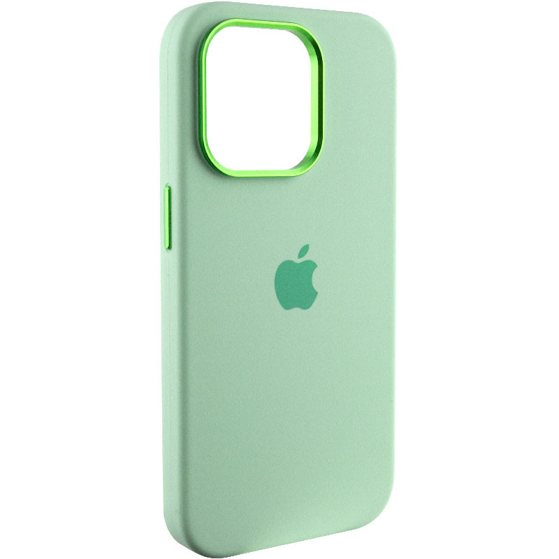 Чехол Silicone Case Metal Buttons (AA) для Apple iPhone 14 Pro (6.1") (Зеленый / Pistachio)