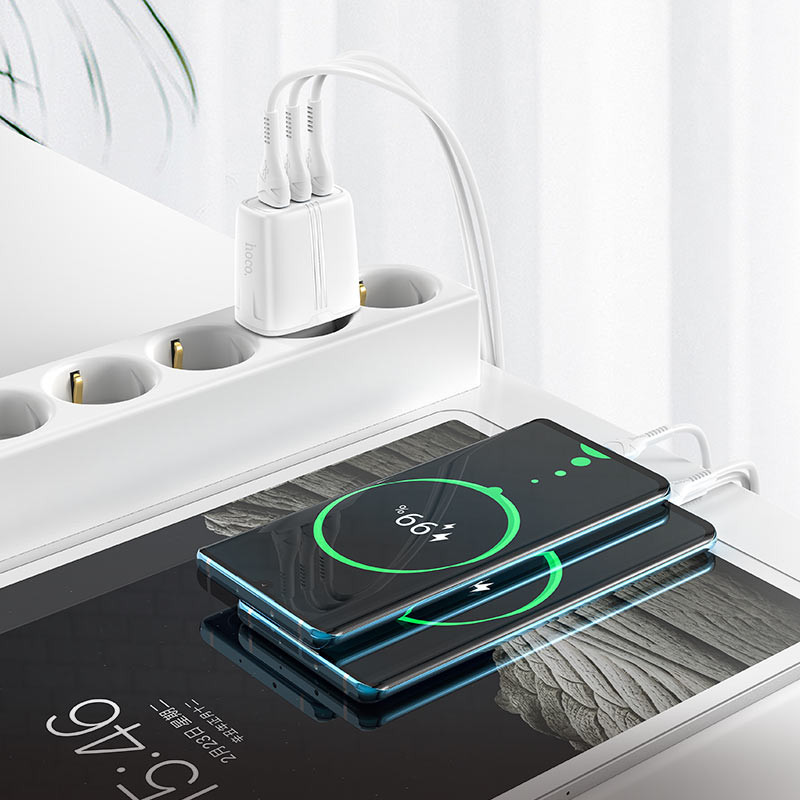 Купити СЗП Hoco N15 (3USB/2.4A/17W) (Білий) на vchehle.ua