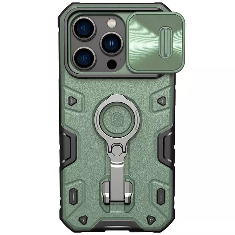 TPU+PC чохол Nillkin Metal CamShield Armor Pro no logo (зі шторкою) на Apple iPhone 14 Pro Max (Green)