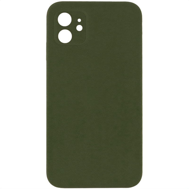 Silicone Case Square Full Camera Protective (AA) NOLOGO для Apple iPhone 11 (6.1") (Зеленый / Dark Olive)