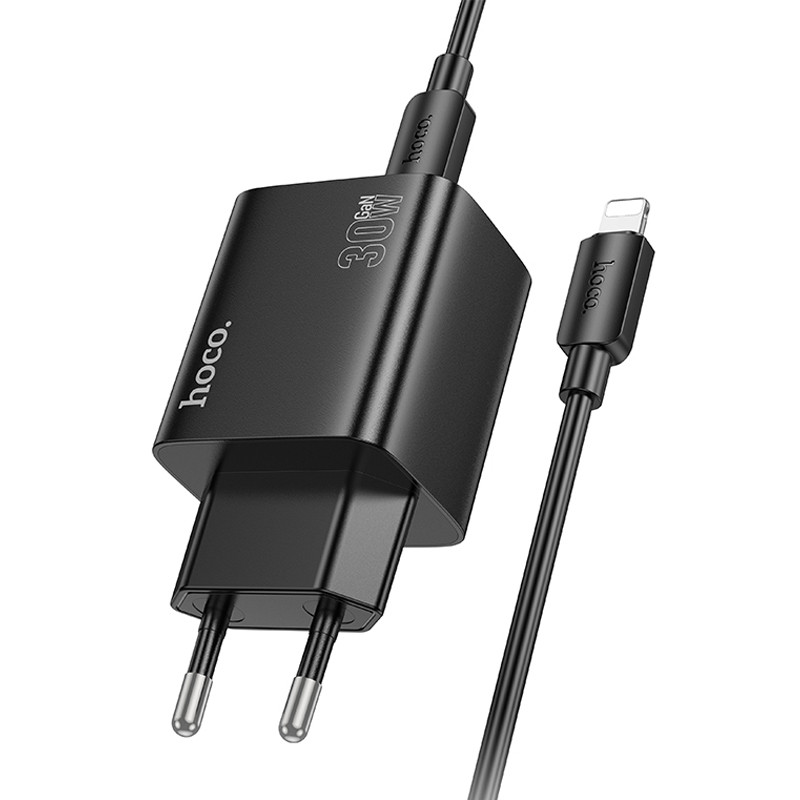 Фото СЗУ Hoco N56 Fundador PD30W four-port (2USB-A/2C) + кабель Type-C to Lightning (Black) в магазине vchehle.ua