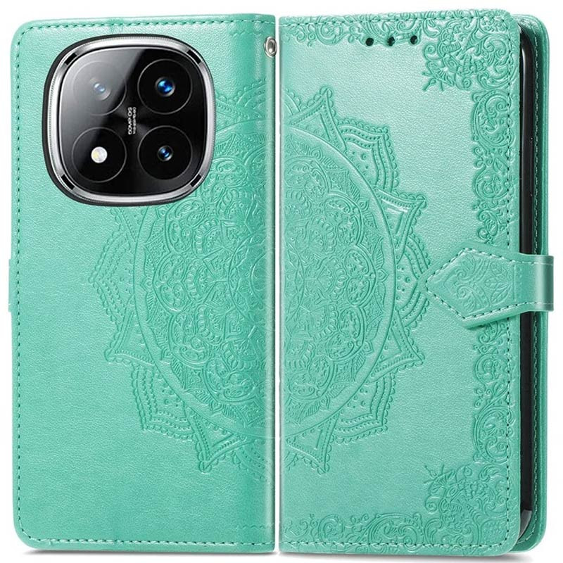 Фото Шкіряний чохол-книжка Art Case з візитницею на Xiaomi Redmi Note 14 Pro 4G (Бірюзовий) на vchehle.ua