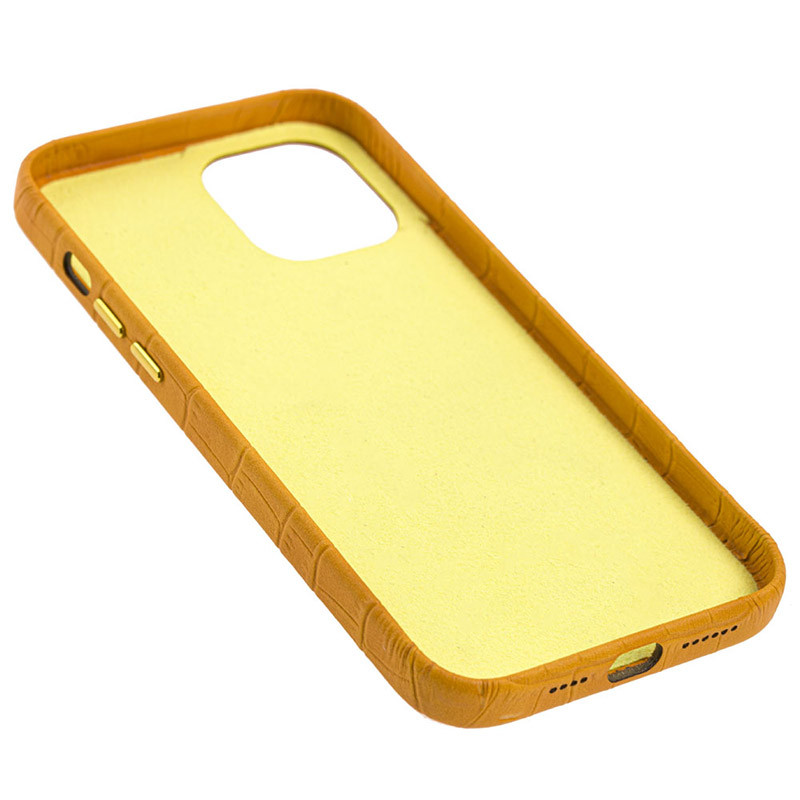 Фото Шкіряний чохол Croco Leather на Apple iPhone 12 Pro Max (6.7") (Yellow) на vchehle.ua