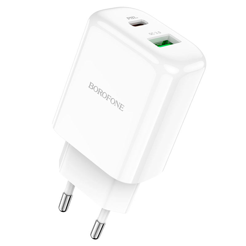 Фото СЗУ Borofone BN4 PD20W+QC3.0 (1USB/1Type-C/3A) (Белый) на vchehle.ua