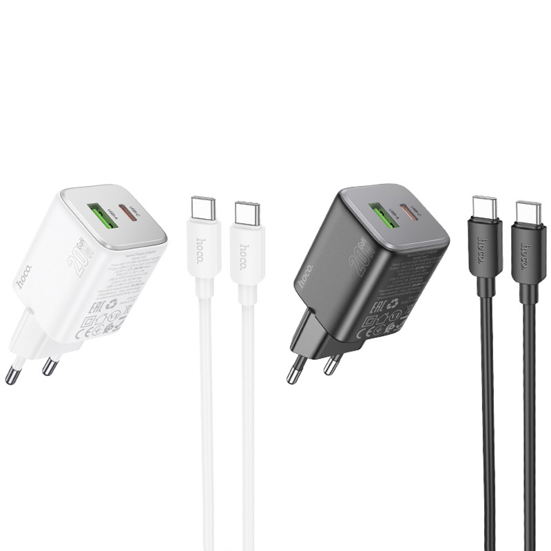 СЗУ Hoco N41 Almighty PD20W+QC3.0 (1USB-A/1C) + кабель Type-C to Type-C