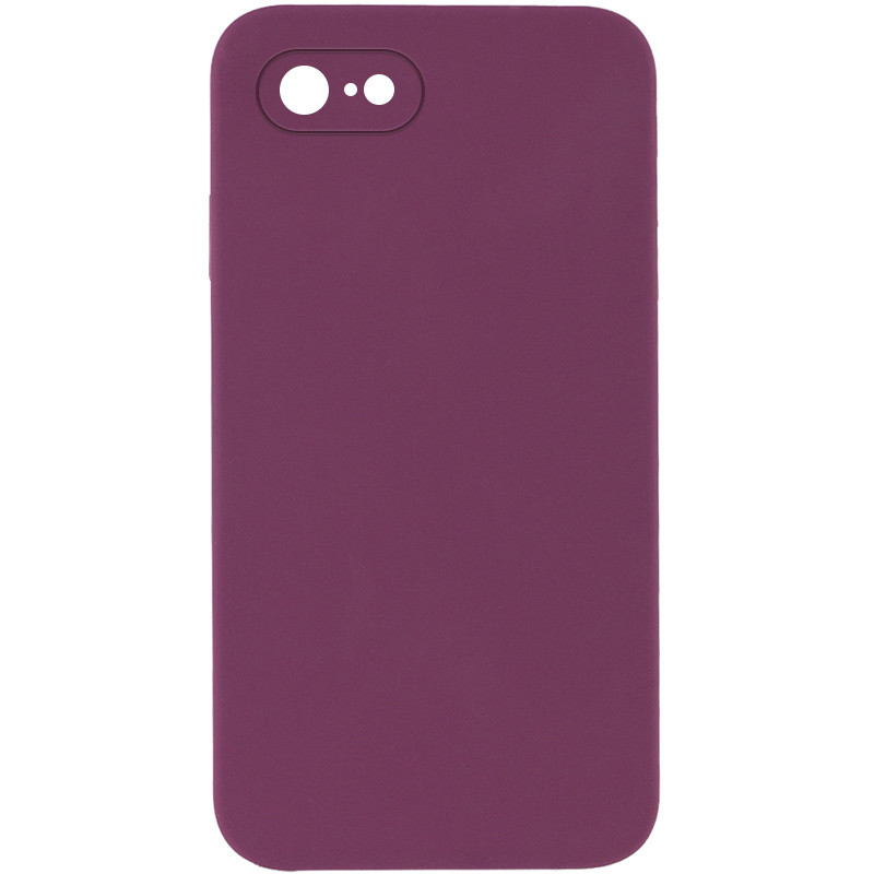 Silicone Case Square Full Camera Protective (AA) NOLOGO для Apple iPhone 7 / 8 / SE (2020) (4.7") (Бордовый / Maroon)