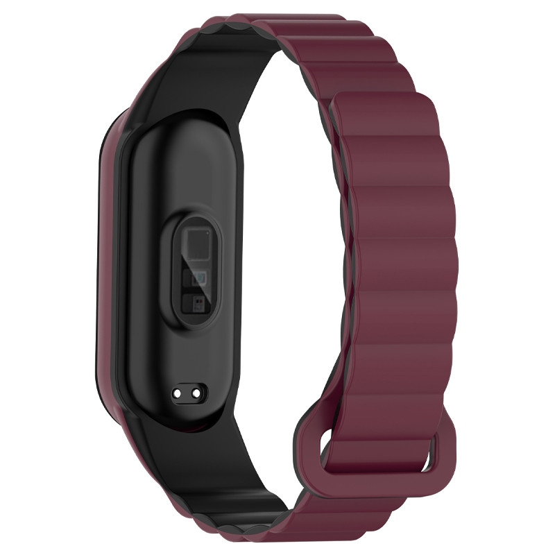 Фото Ремінець Dual-color Magnetic для Xiaomi Mi Band 7/6/5/4/3 (Plum / Black) на vchehle.ua