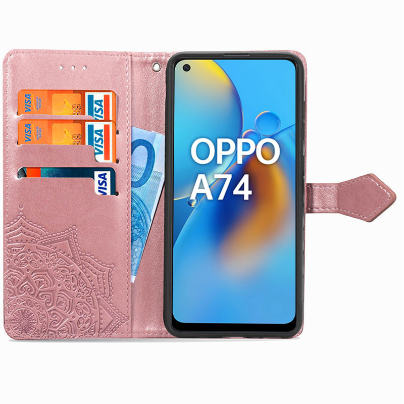 Фото Кожаный чехол (книжка) Art Case с визитницей для Oppo A74 4G (Розовый) на vchehle.ua