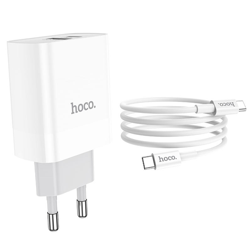 СЗУ HOCO C80A Rapido PD20W+QC3.0 Type-C + USB + Type-C to Type-C cable (Белый) в магазине vchehle.ua