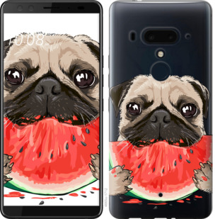 

Чехол Мопс и арбуз для HTC U12 Plus 843520