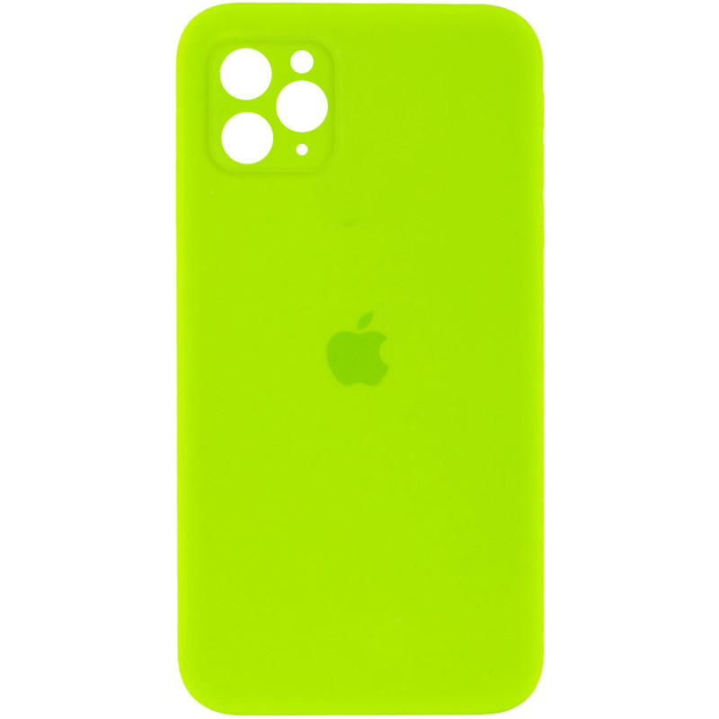 Чохол Silicone Case Square Full Camera Protective (AA) на Apple iPhone 11 Pro Max (6.5") (Салатовий / Neon green)