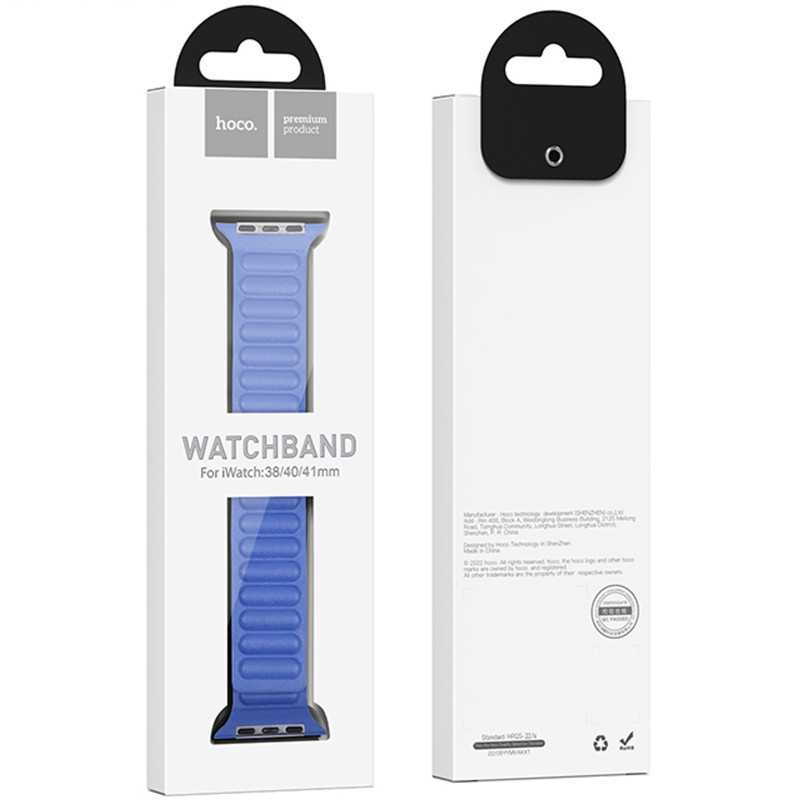 Фото Ремінець Hoco WA23 Original series leather chain magnetic strap for Apple watch 38/40/41mm (Klein Blue) на vchehle.ua