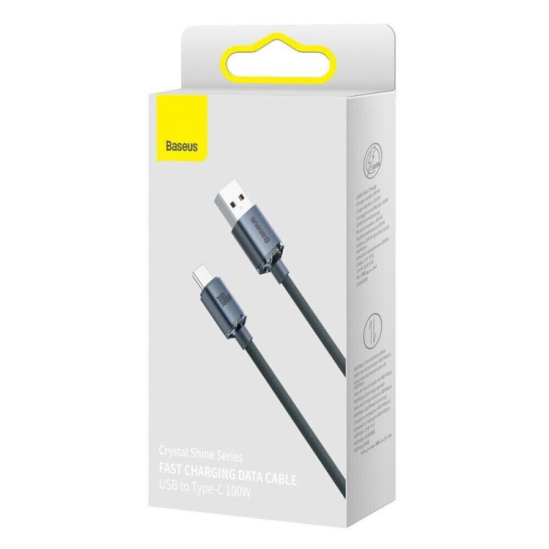 Дата кабель Baseus Crystal Shine Series USB to Type-C 100W (1.2m) (CAJY00040) (Black) в магазине vchehle.ua