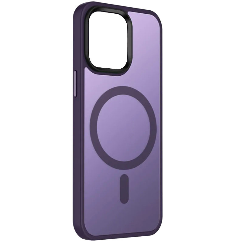 TPU+PC чехол Metal Buttons with  Magnetic Safe Colorful для Apple iPhone 15 (6.1") (Темно-фиолетовый / Dark Purple)