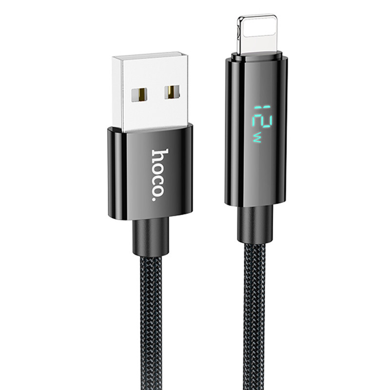 Дата кабель Hoco U125 Benefit 2.4A USB to Lightning with display (1.2m) (Black)
