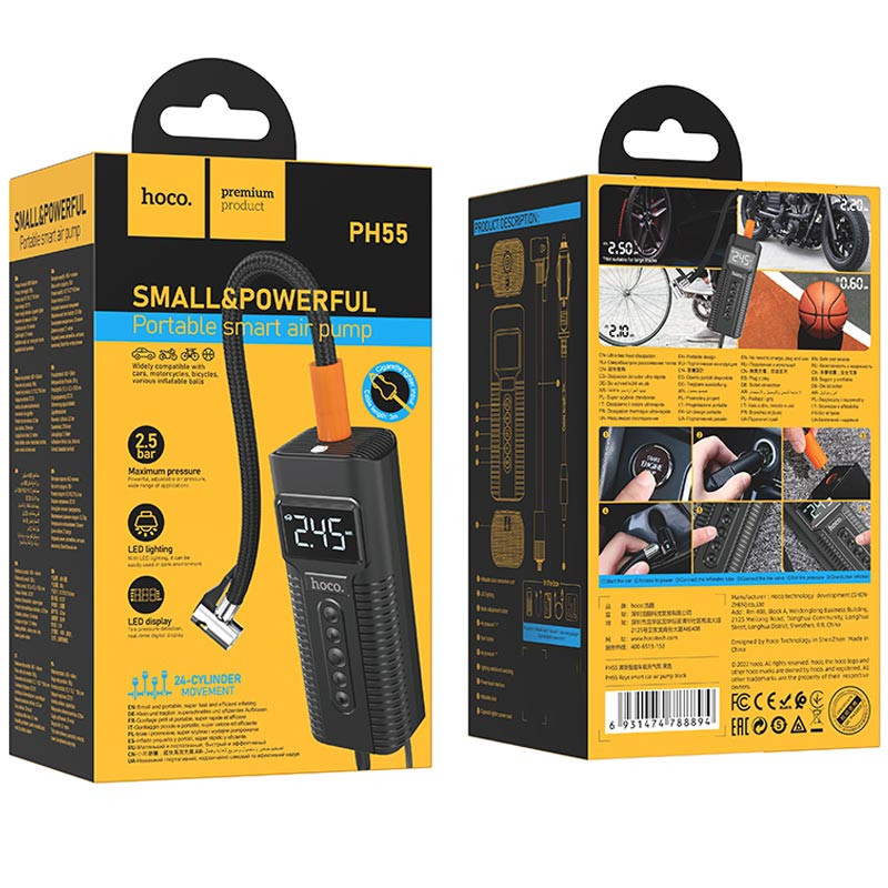 Заказать Автомобильный насос Hoco PH55 Roys smart car air pump (Black) на vchehle.ua