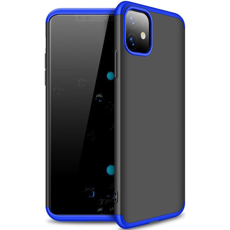 Пластиковая накладка GKK LikGus 360 градусов (opp) для Apple iPhone 11 (6.1") (Черный / Синий)