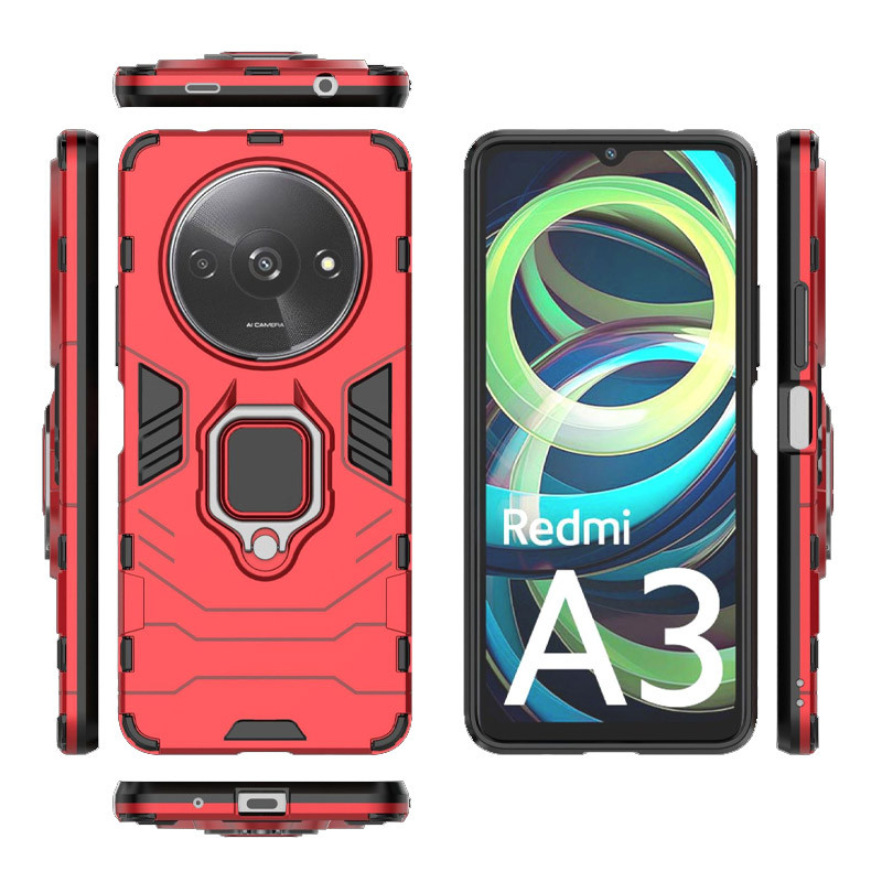 Ударопрочный чехол Transformer Ring for Magnet для Xiaomi Redmi A3 (Красный / Dante Red) в магазине vchehle.ua