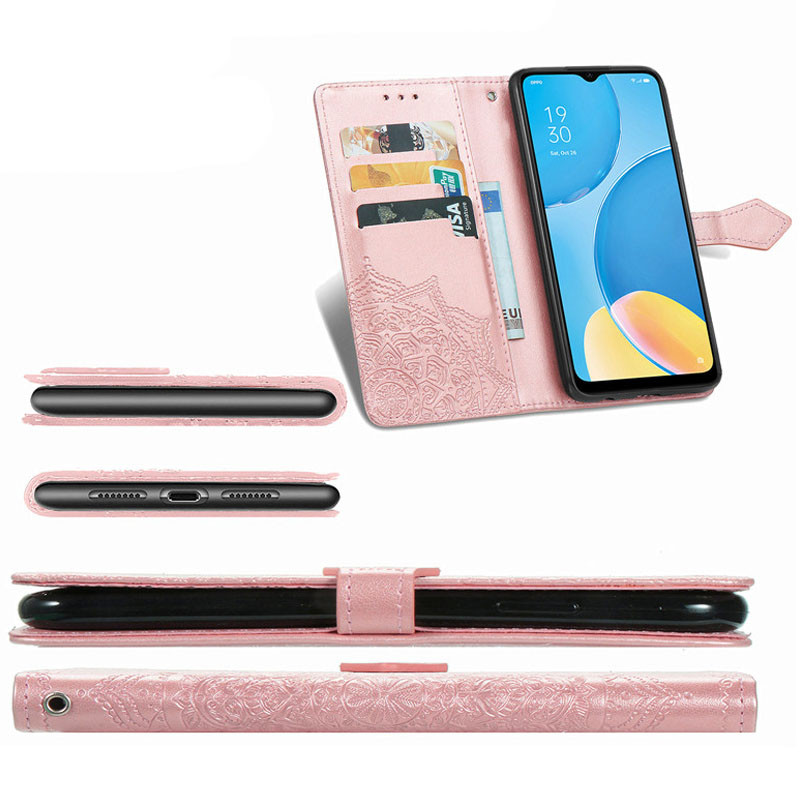 Кожаный чехол-книжка Art Case с визитницей для Oppo A15 / A15s (Розовый) в магазине vchehle.ua
