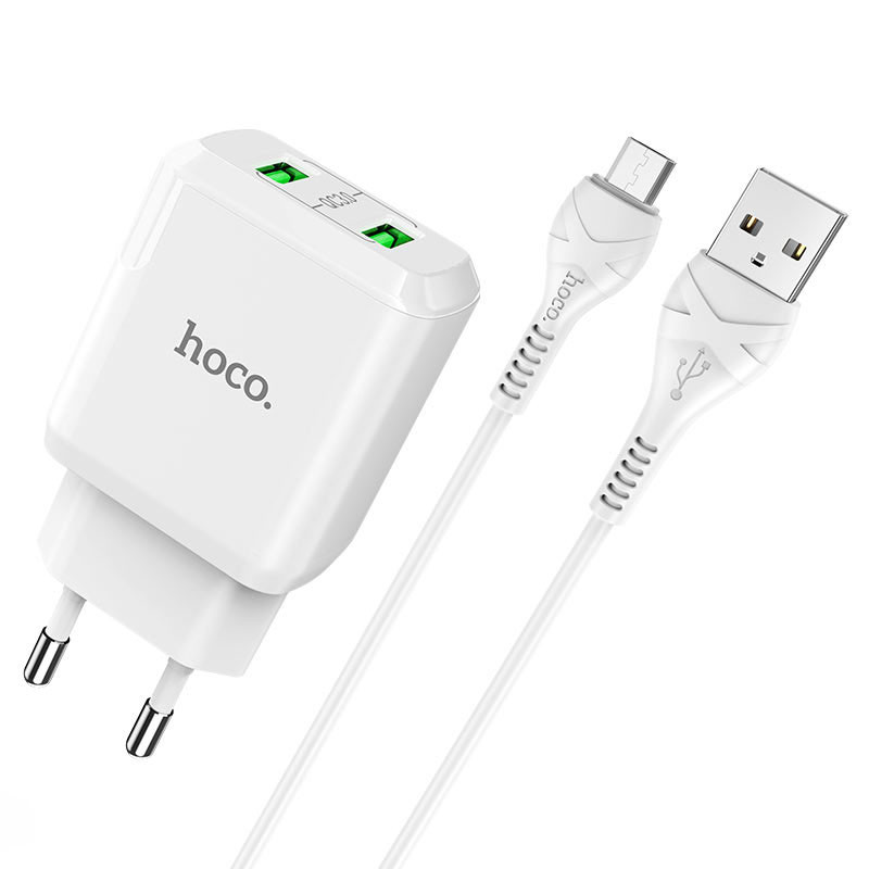 

МЗП HOCO N6 QC3.0 (2USB/3A) + USB - MicroUSB (Білий) 1178836