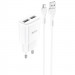 СЗУ Hoco C88A Star round 2.4A (2USB-A) + кабель USB to MicroUSB (Белый)