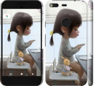 Чехол Милая девочка с зайчиком для Google Pixel XL