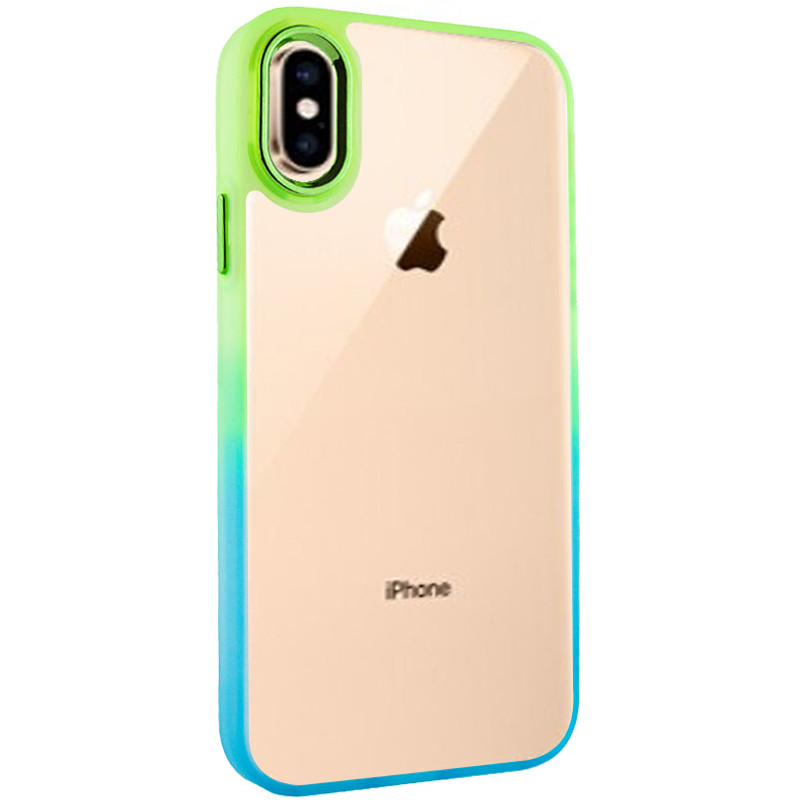 Чехол TPU+PC Fresh sip series для Apple iPhone XS Max (6.5") (Бирюзовый / Лимонный)