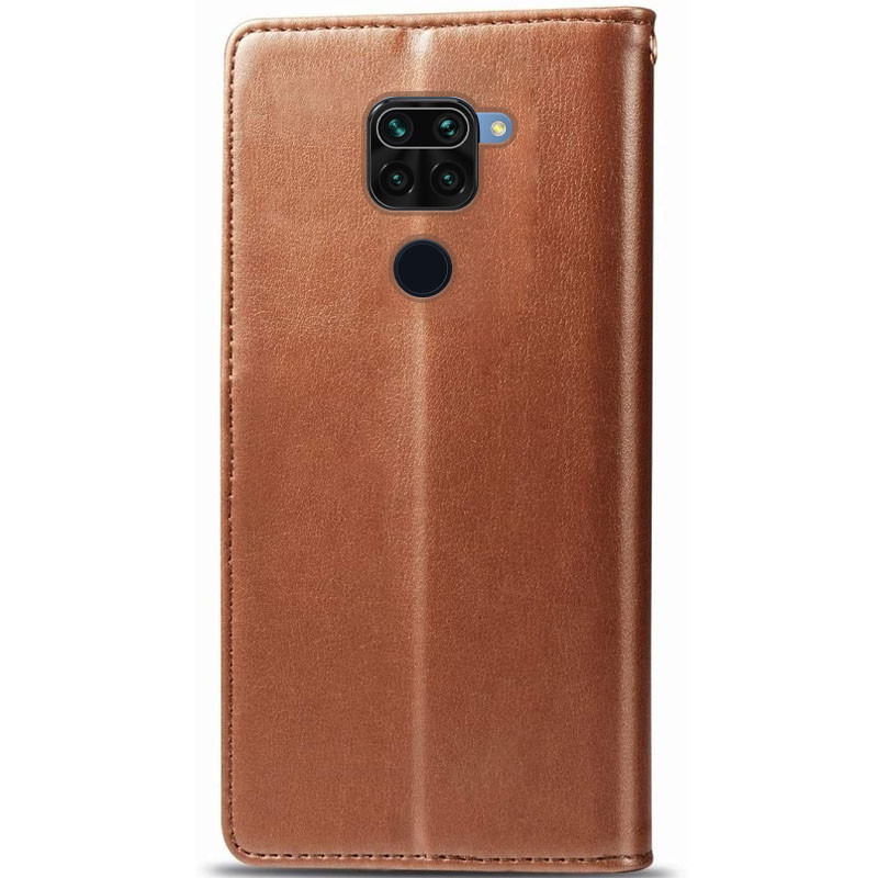 Фото Кожаный чехол книжка GETMAN Gallant (PU) для Xiaomi Redmi Note 9 / Redmi 10X (Коричневый) на vchehle.ua