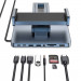 Підставка для планшетів+HUB WIWU AH801 Adjustable 8in1 (USB-C to HDMI+2xUSB-A+2xUSB-C+SD/TF+3.5mm) (Gray) в магазині vchehle.ua