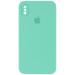 Чехол Silicone Case Square Full Camera Protective (AA) для Apple iPhone XS / X (5.8") (Бирюзовый / Turquoise)