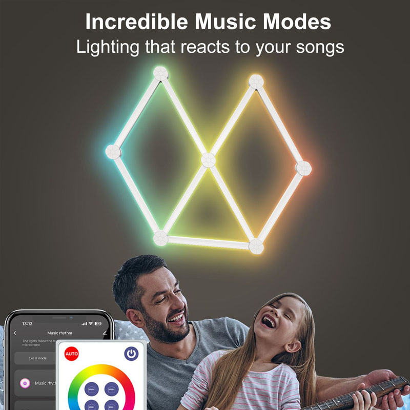 Фото Модульный настенный светильник LED RGB 5V SAL-014B 9pcs Bluetooth USB with app (White) в магазине vchehle.ua