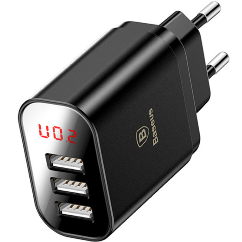 

МЗП Baseus Mirror Traveler Intelligent Digital Display 3.4A 3USB (Чорний) 770561