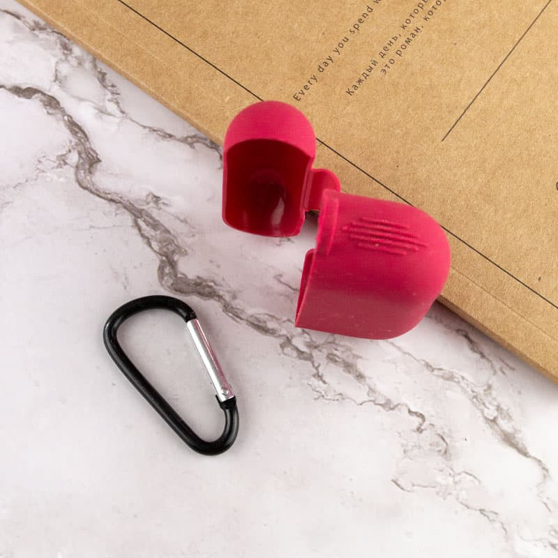 Купить Силиконовый футляр New с карабином для наушников Airpods Pro (Красный / Rose Red) на vchehle.ua