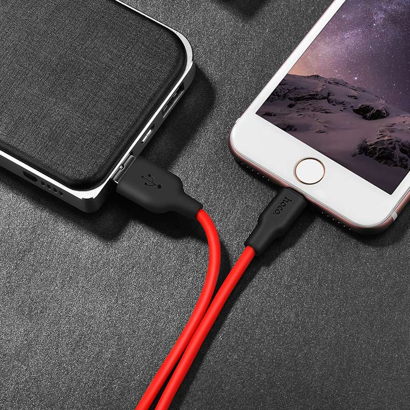 Фото Дата кабель Hoco X21 Plus Silicone Lightning Cable (1m) (Black / Red) в магазине vchehle.ua